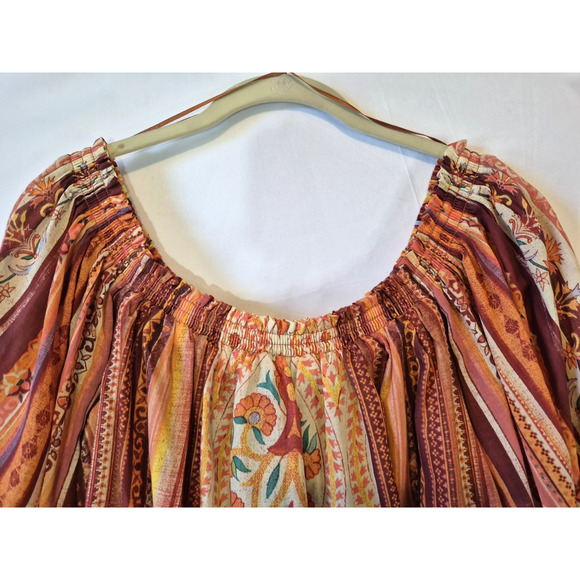 Anthro New W/Tag Maison Tara Spice Paprika Orange Geo Top Skirt Set US 14 - Picture 7 of 12